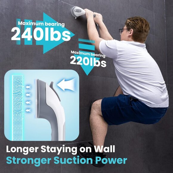 Grab Bars for Bathtubs and Showers 2 Pack Suction Grab Bar, - Picture 6 of 8